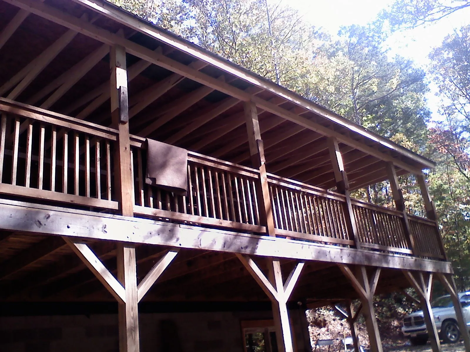 Timber framing under a new elevated porch and deck — Roof Leak Repair in Riva by Roofing Brothers